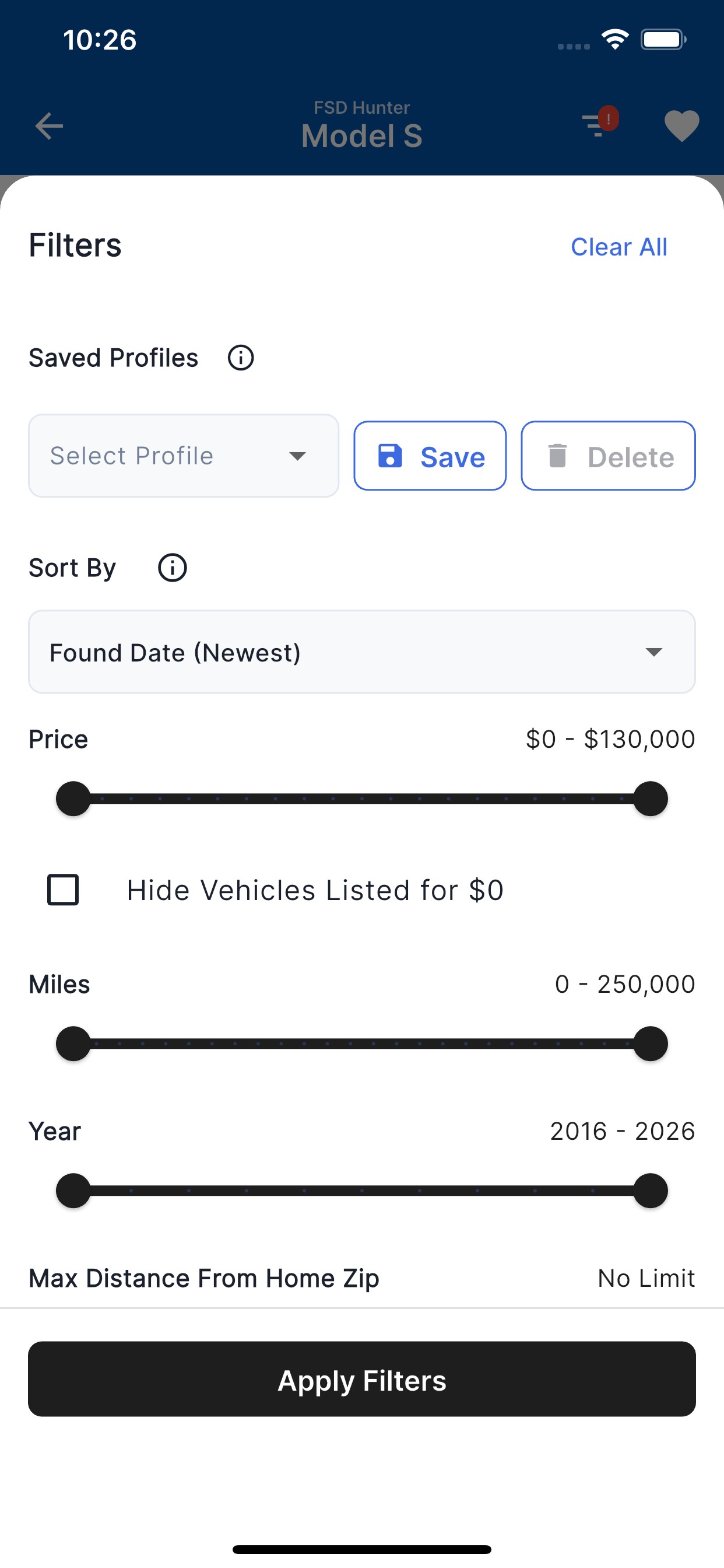 Filters and FSD indicators